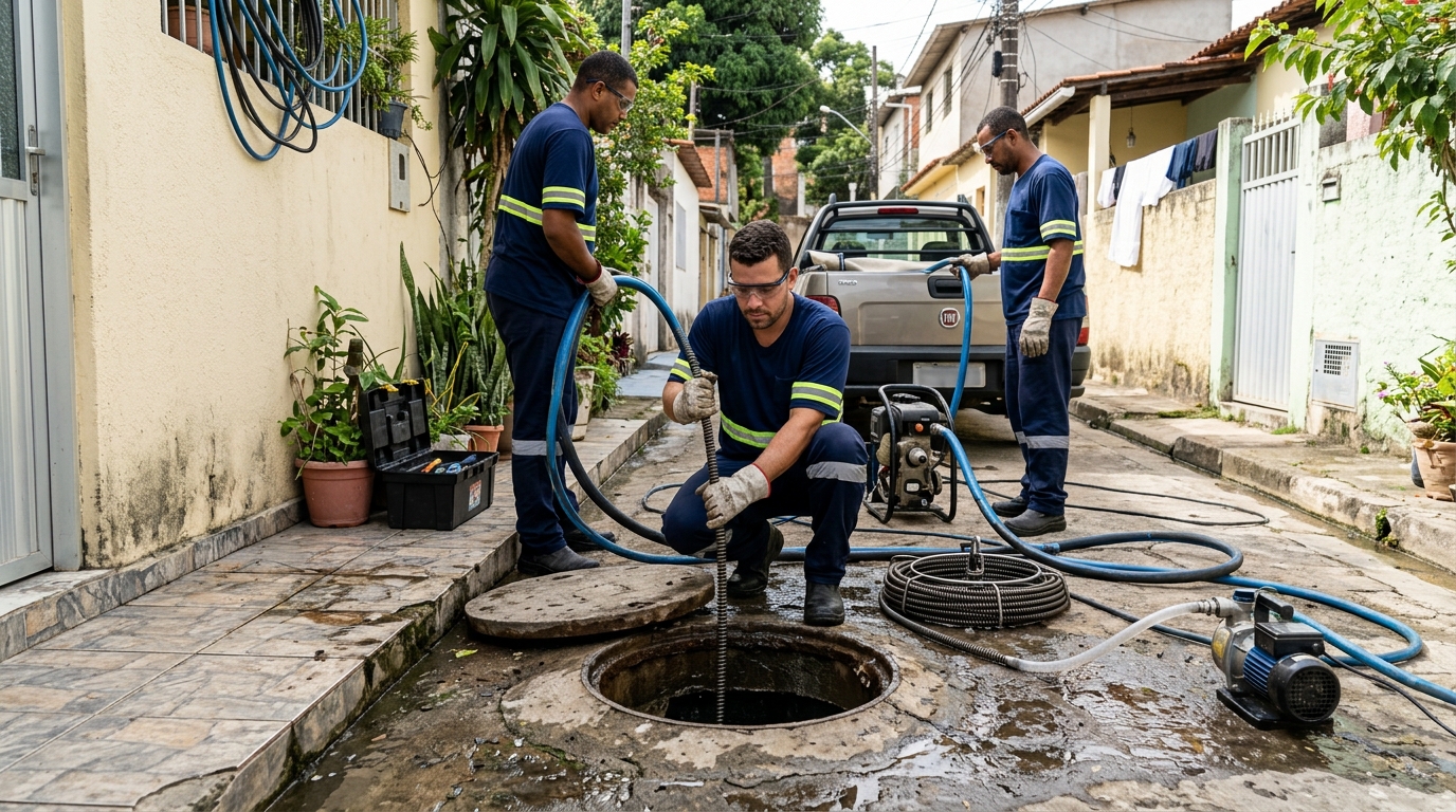 Desentupimento de esgoto com hidrojateamento em São José dos Campos-SP