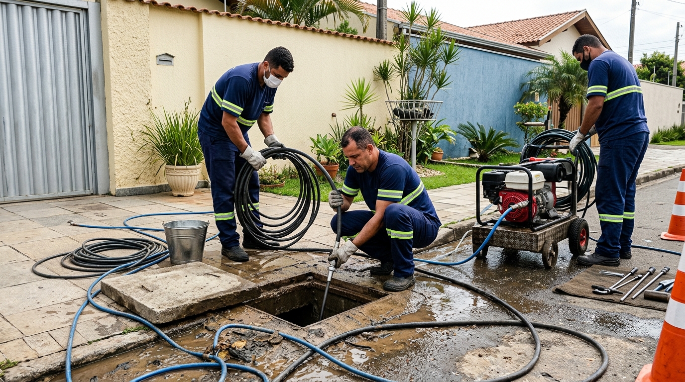 Desentupimento de esgoto residencial em São José dos Campos-SP