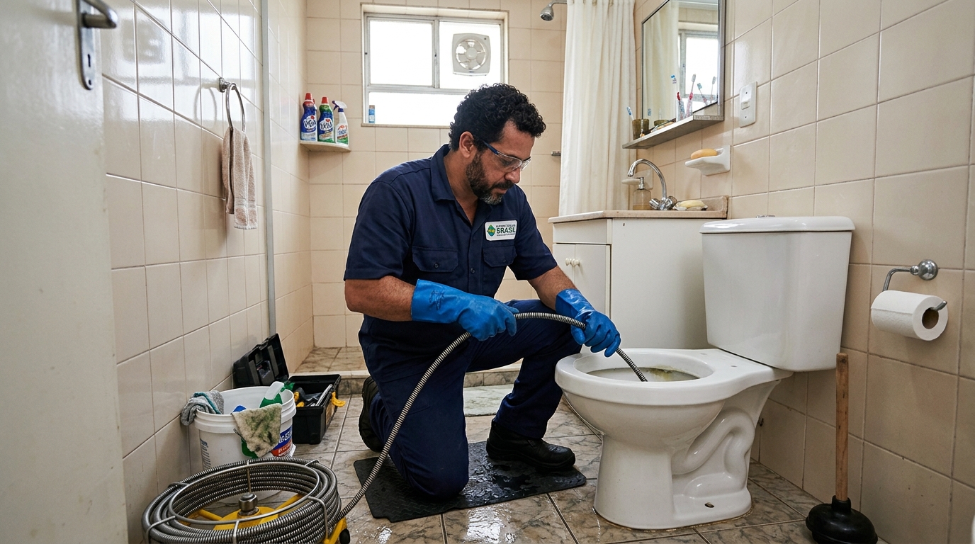 Desentupimento de vaso com equipamento em São José dos Campos-SP